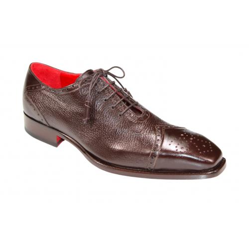 Emilio Franco "Bosco" Chocolate Genuine Italian Deerskin Leather Lace-Up Dress Shoes.